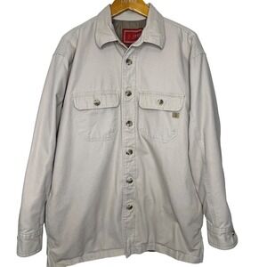 Izod Luxury Sport Quilt Lined Canvas Chore Jacket Mens Large Tan